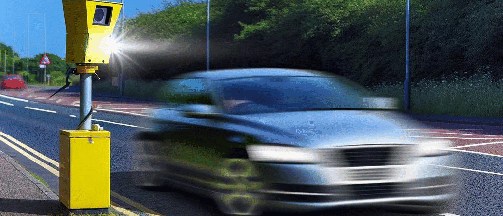 car speeding through a speed camera